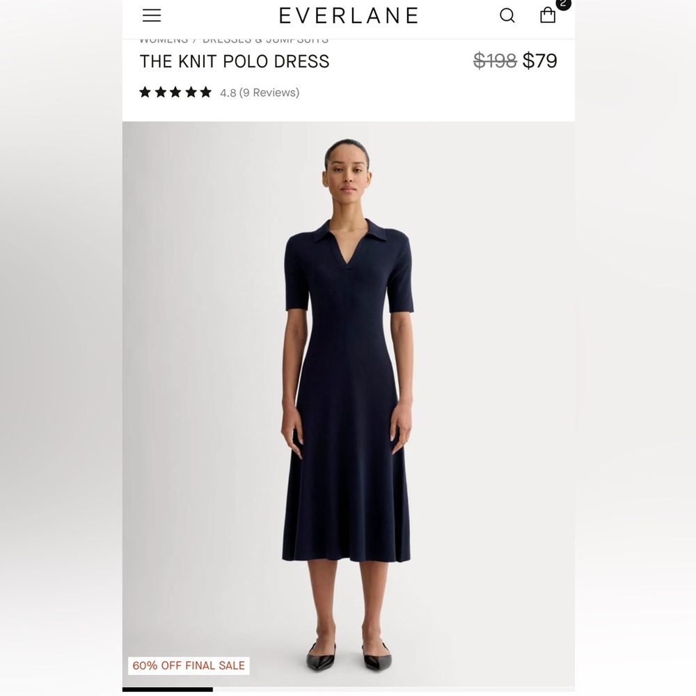 Everlane Knit Polo Dress in navy size medium